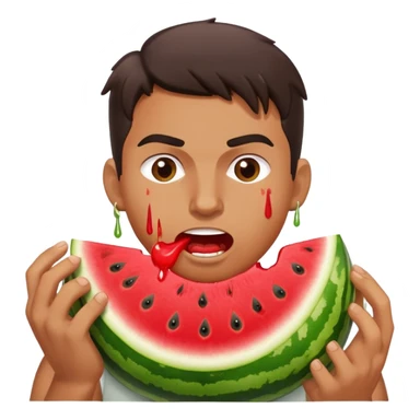 Man aggressively eating watermelon  sticker