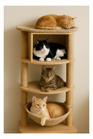 cats relaxing in a vertical playhouse sticker
