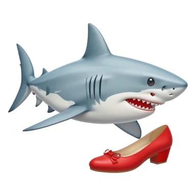 un requin avec des chausures rougr sticker