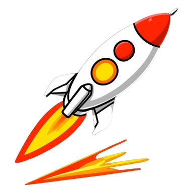 Mini spaceship blasting off with fire sticker