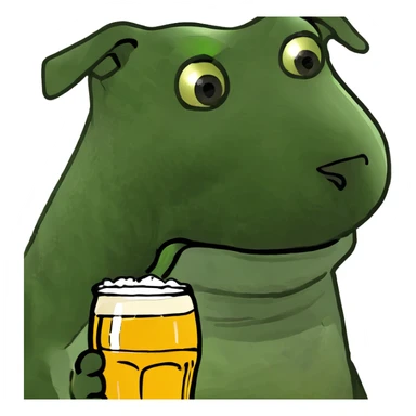dog with a beer sticker