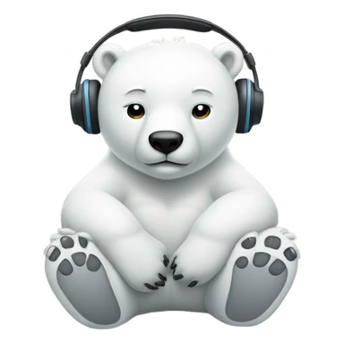 Meditating polar bear female with headphones and iPhone sticker