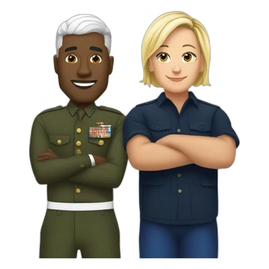Marine le pen and a black men sticker