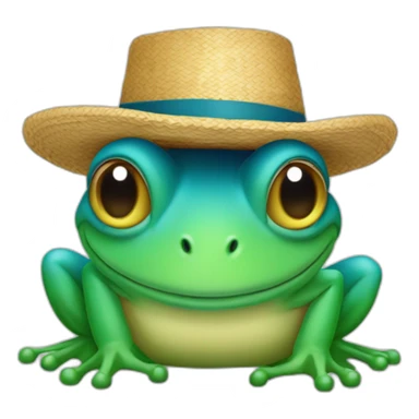 Grenouille bleu avec un chapeau de paille sticker