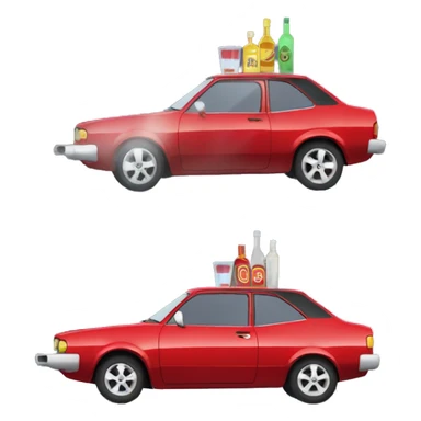 red car toyota corolla with vodka sticker