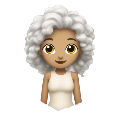 A meermaid beige white fluffy  with a medium size gray spoton its back sticker