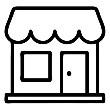 minimalist store icon, simple lines sticker