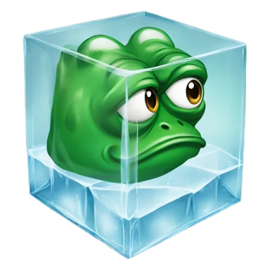 pepe the frog inside an icecube sticker