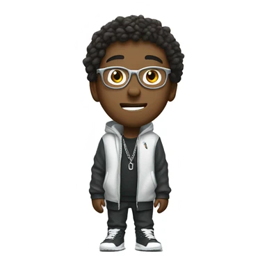 A boy singing rap, wearing glasses and a silver chain, and wearing Nike clothes sticker