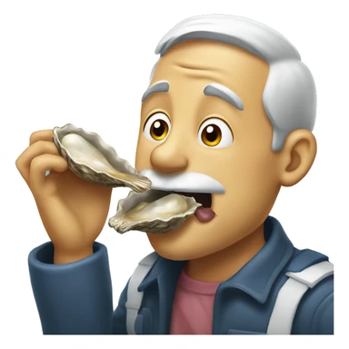 man licking oyster sticker