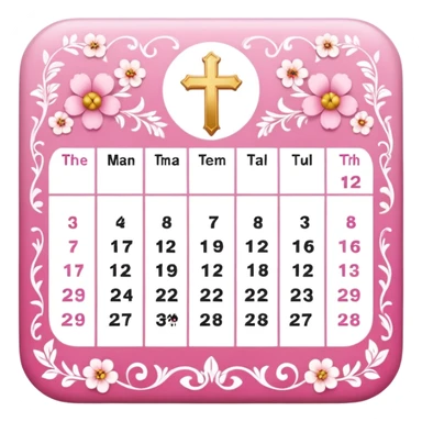 make a catholic calendar with very girly pink tones. sticker