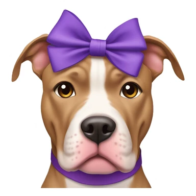 Light brown pitbull with cropped ears and purple bows sticker