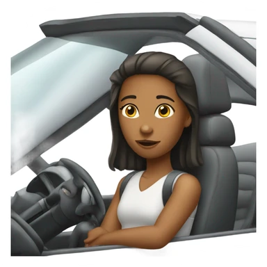 Girl driving in white car  sticker