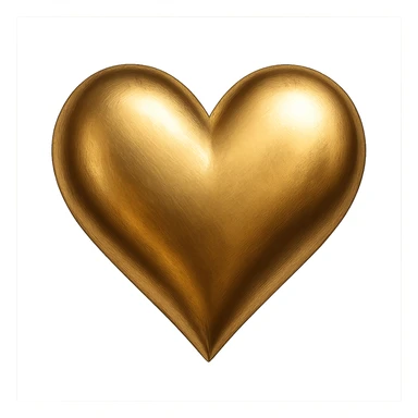 heart with a metallic gold finish, digital illustration sticker