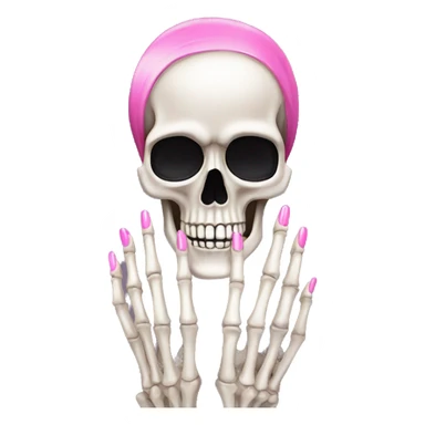 Pretty skeleton 5 fingers hand with pink nails manicure girly design but stylish minimalistic sticker