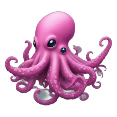 a blue kraken fighting  has another pink kraken sticker
