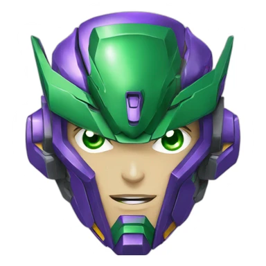 purple and green gundam mecha face sticker