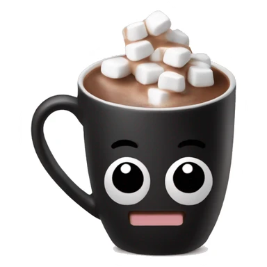 Black mug of hot chocolate with marshmallows  sticker