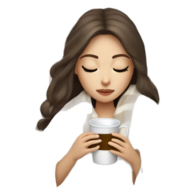 pale brunette girl inside a blanket sipping coffee eyes closed sticker