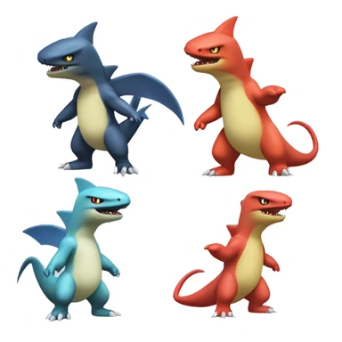 Sharpedo-Charmeleon-Gible-Larvitar-Fakémon Full Body sticker