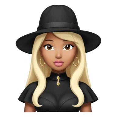 nicki minaj in turn me on's music video (black dress and black hat) sticker