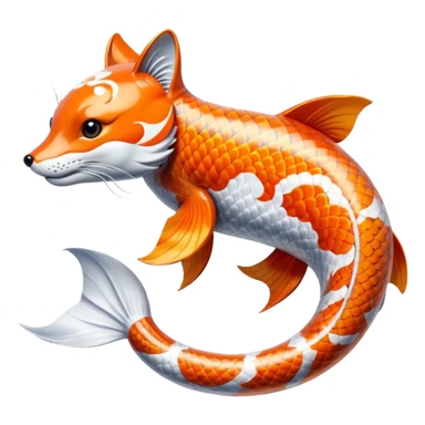 Exotic Tropical Floral Swirl-Patterned Tribal Pretty Asian ornate painted Japanese aesthetic beautiful shiny pretty glossy smooth elegant Koi-Fish-Kitsune-fox-Yokai-animal-creature with tiger stripes on it sticker