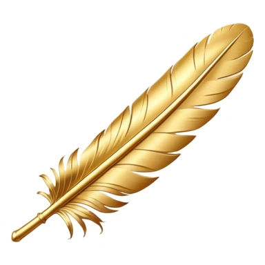 3D perspective Premium golden writing feather sticker