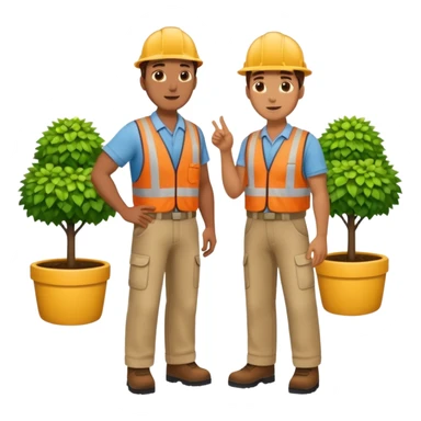 Landscaping company employee talking to his client, full body sticker
