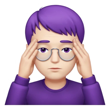 men with purple short hair which cover eyes sticker