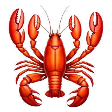 Cinematic bright red rock lobster, detailed hard shell, claws slightly open, freshly cooked, warm glowing tones, rich and indulgent. sticker