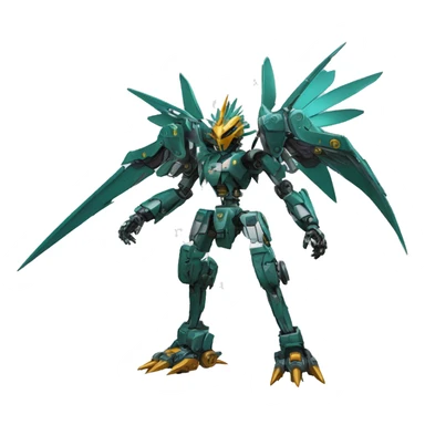 futuristic mechanical spiky Medabot-raptor-dragon-Bionicle-mecha full body sticker
