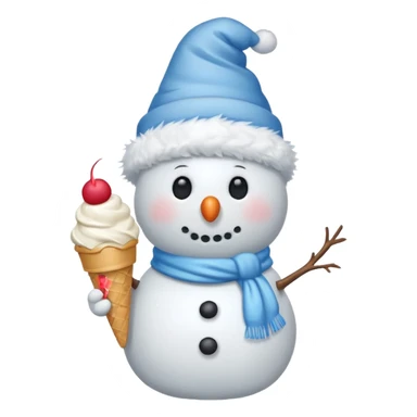 snowman wearing cap with ice cream  sticker