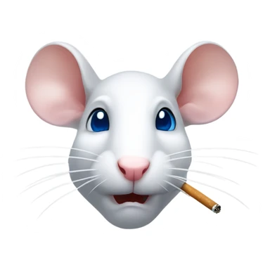 white rat with blue and red eyes, cigarette in mouth sticker