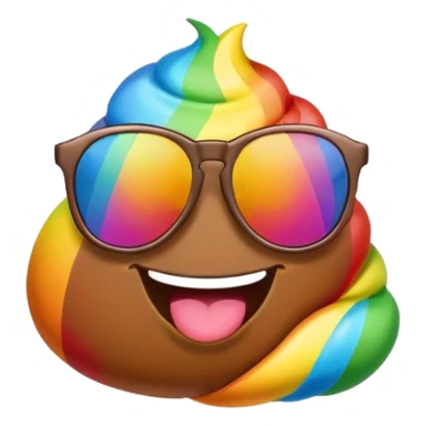 rainbow poop emoji with sunglasses sticker
