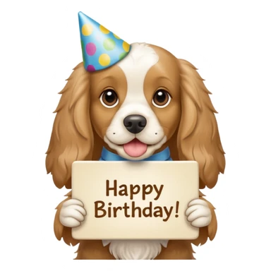cocker spaniel holding sign that says “happy birthday amigo” sticker