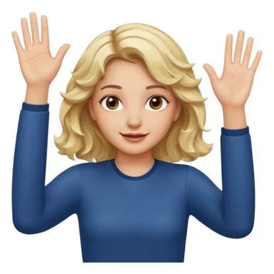 Not guilty hands up palms facing forward smirk girl wavy blonde hair  sticker