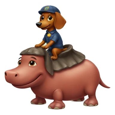 Red dachshund riding hippo sticker