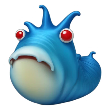 big blue slug - a sucker with a red nose sticker