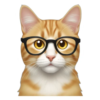 white male with blue eyes and transparent round glasses with Ginger siberian cat with yellow eyes sticker
