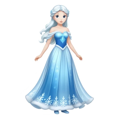 An ice Snow Maiden character, full body, standing in side view, made of translucent ice, winter fairy tale style. sticker