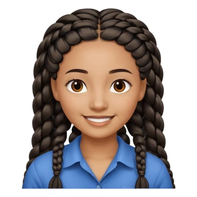 kenyan woman with long, black, braided hair in rows, brown eyes, pretty, round face, blond at tips of hair sticker