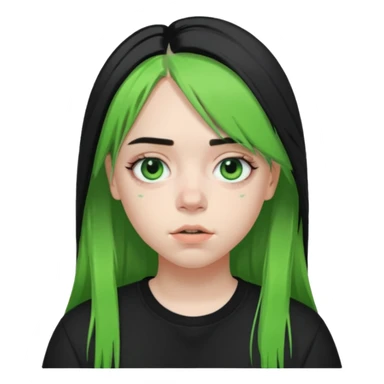 billie eilish half green half black hair sticker