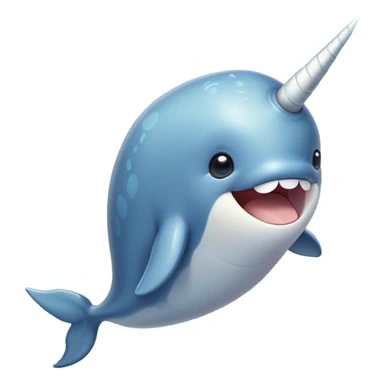 Cinematic Comical Cute Narwhal Portrait Emoji, Head tilted dramatically with an exaggeratedly amused expression, featuring a uniquely curved tusk, a sleek body with wide, comically expressive eyes brimming with playful disbelief, Simplified yet hilariously expressive features, highly detailed, glowing with a slightly sassy oceanic glow, high shine, dramatic yet playful, stylized with an air of cheeky marine mischief, soft glowing outline, capturing the essence of a meme-worthy cute narwhal that looks ready to side-eye its way into viral fame! sticker