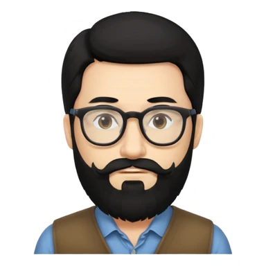 hombre con cabello negro largo barba y lentes sticker