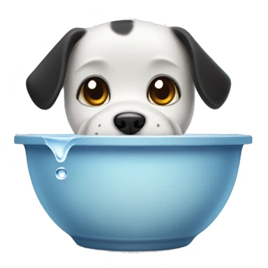 black white dog bowl with water sticker