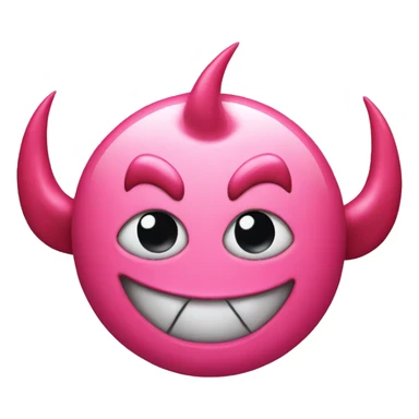 Pink devil emoji with kiss face sticker
