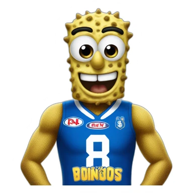 spongebob wearing a north melbourne kangaroos AFL jersey sticker