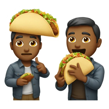 Man eating taco in one hand and cookie in the other  sticker