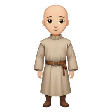 medieval outfit worn by a DnD themed fantasy character. basic wool tunic with a high collar and a simple leather belt. clothes only above the waist. The clothes full waist. The character's haven't arms. character is bald, brown eyes, light-skinned man. sticker