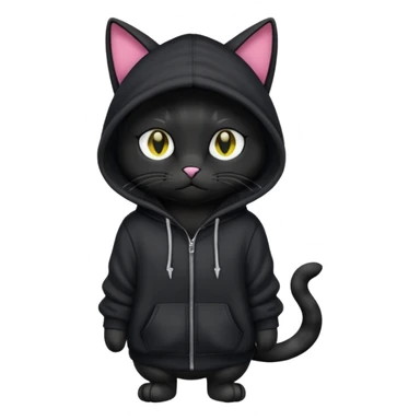 Black cat wearing a hoodie fursona (full body) sticker